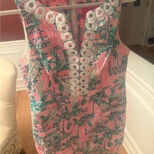 Lilly Pulitzer Pink and Green Tropical Print Dress